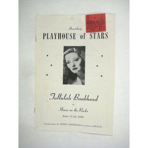 Tallulah Bankhead House of Rocks Playhouse Stars 1958 Harrisburg Theatre Ticket